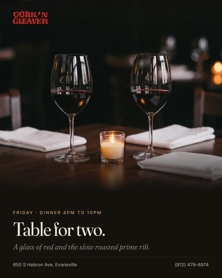 A Cork n Cleaver Friday dinner post, two glasses of red wine