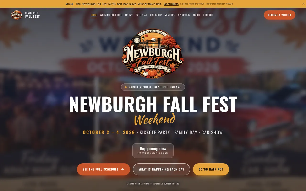 newburghfallfest.com, built by Ames Create