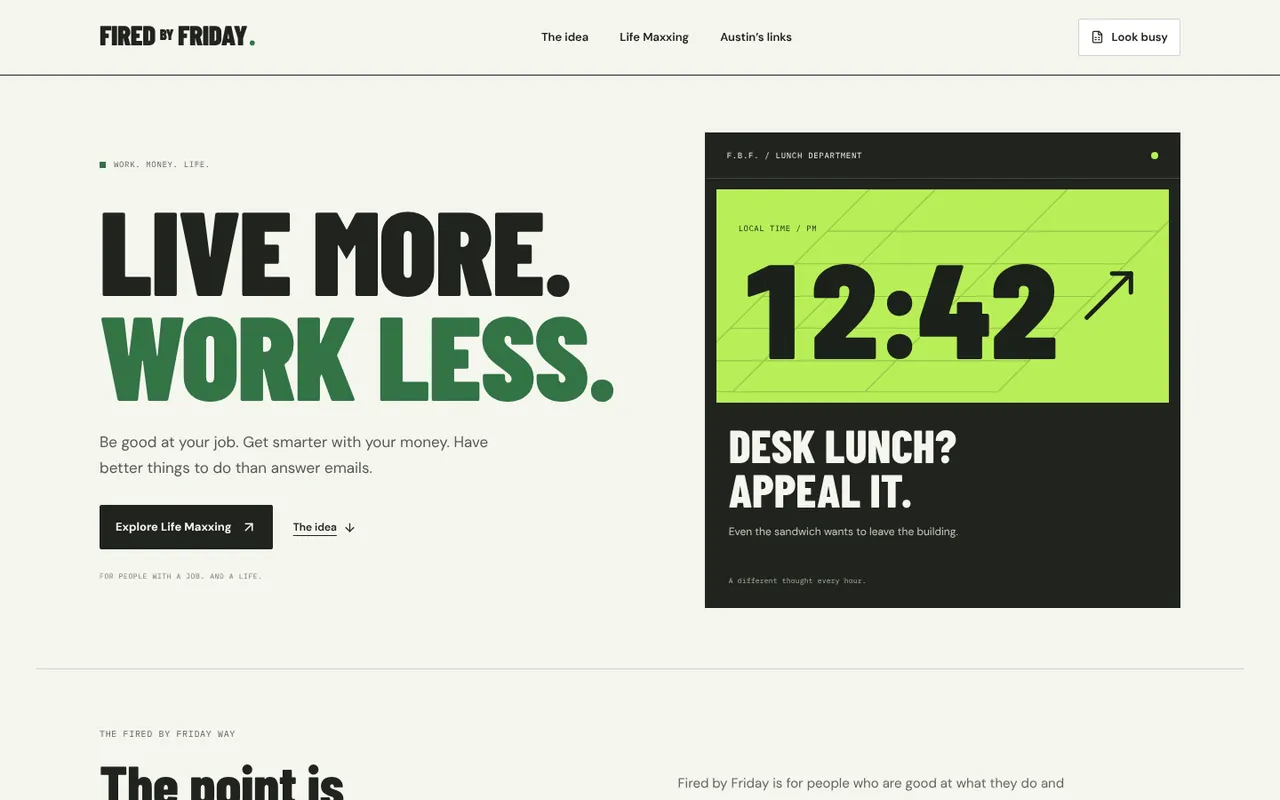 getfiredbyfriday.com, the Fired by Friday site on a desktop