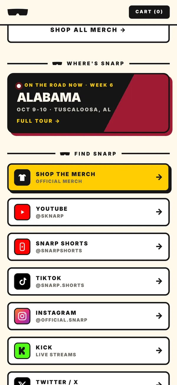 snarp.store/links, a link page we built